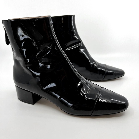Roxie Black Patent‎ Leather Ankle Boots Women's Cap Toe
